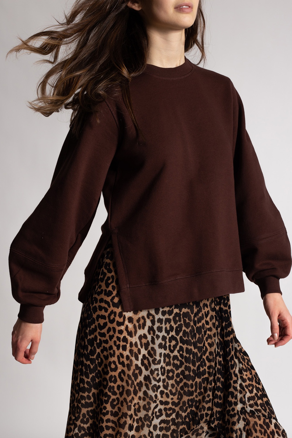 Ganni Brown sweatshirt com capucho Hummel Legacy Logo preto branco