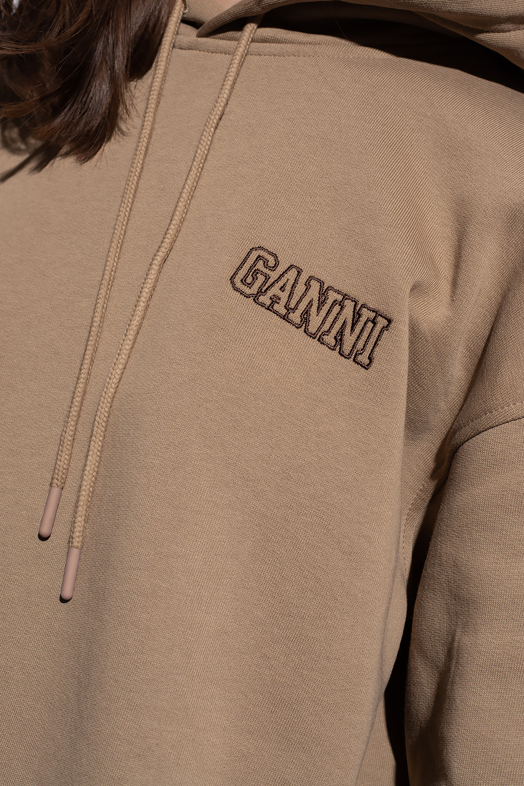 Ganni Logo-embroidered Top sweatshirt