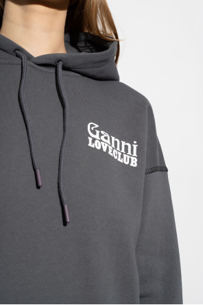 Ganni Logo-printed White hoodie