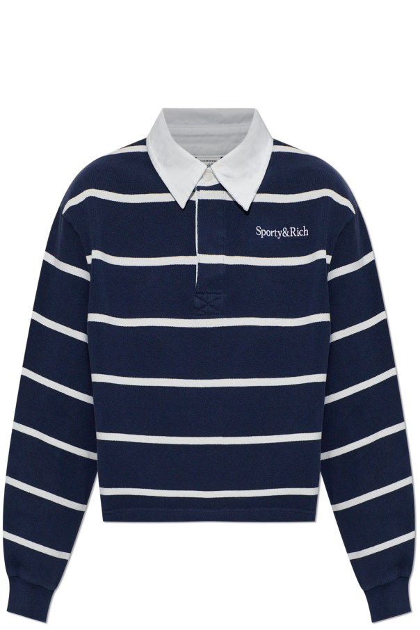 Cotton polo shirt with striped pattern od Sporty & Rich