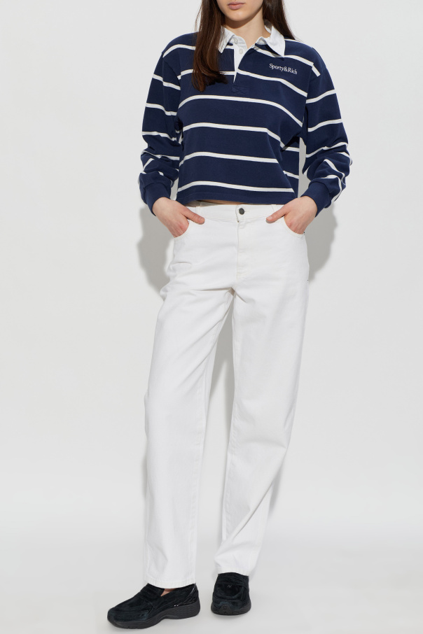 Sporty & Rich Cotton polo shirt with striped pattern