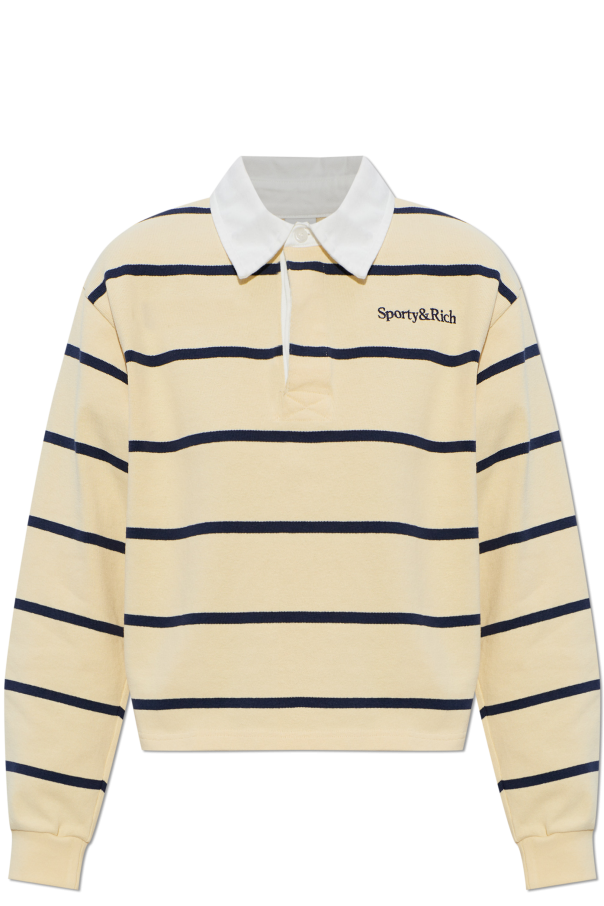 Cotton polo shirt with striped pattern od Sporty & Rich