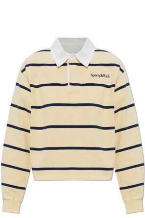 Cotton polo shirt with striped pattern