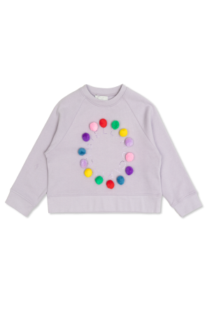 Sweatshirt with colorful pompoms