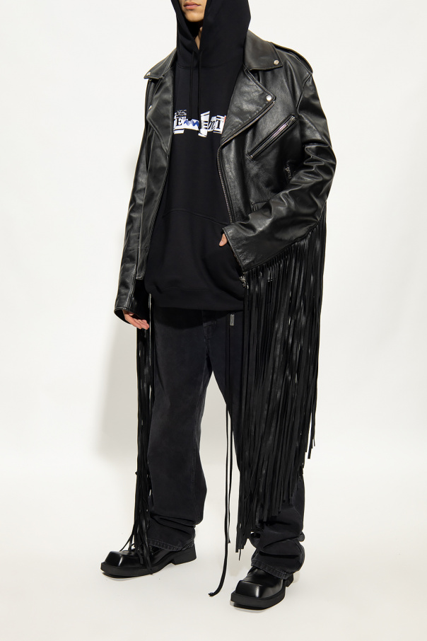 VETEMENTS Collared Belted Faux Leather Jacket