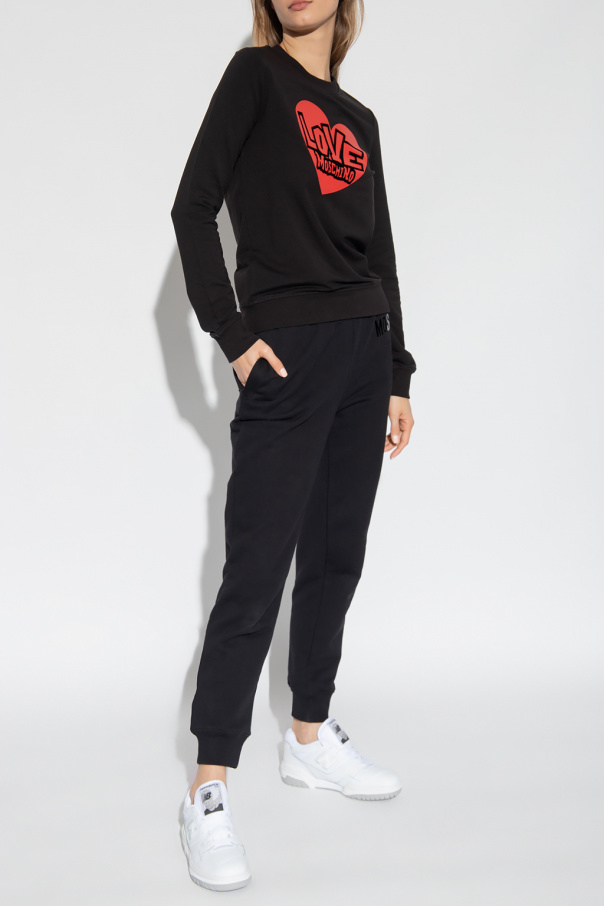 Love Moschino Logo Embroidered Rib Crest Sweatshirt