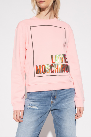 Love Moschino label group logo-print pullover hoodie Nero