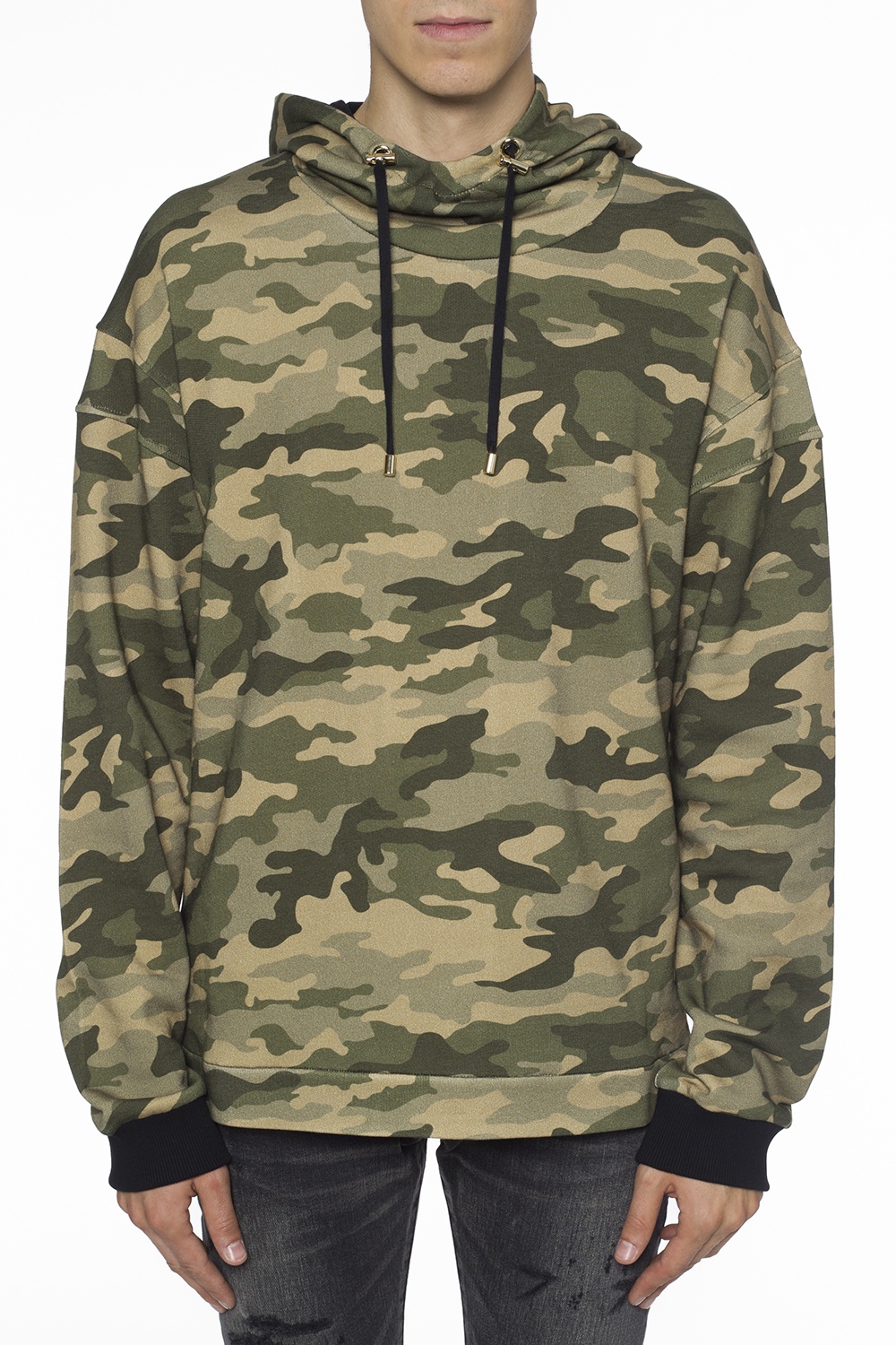 balmain camo hoodie