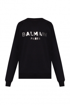 balmain kids logo cropped cotton sweatshirt