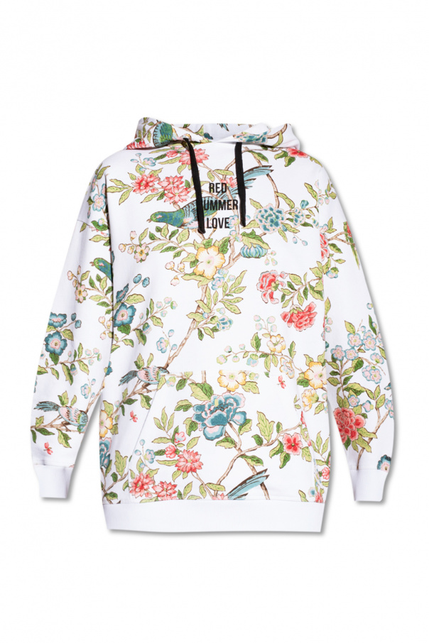 Red valentino VLOGO-plaque Hoodie with ‘Red Summer Love’ print