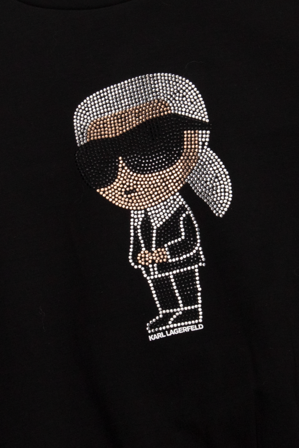 Karl Lagerfeld Kids Cotton Rich Embroidered Bunny preto Sweatshirt 2-7 Yrs