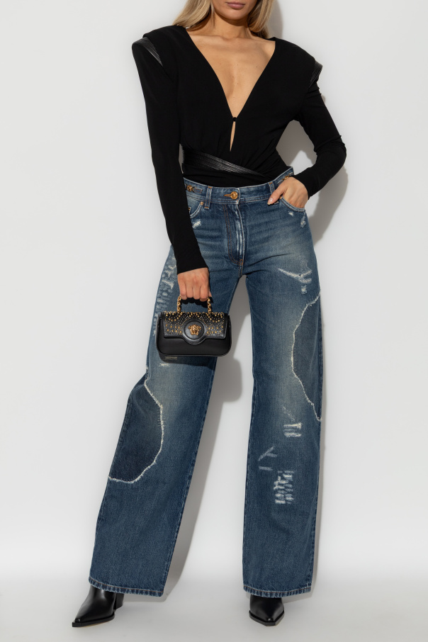 Versace Bodysuit with leather inserts