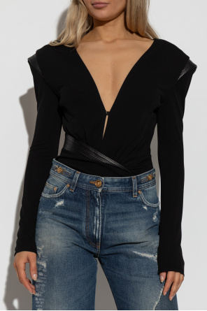 Versace Bodysuit with leather inserts