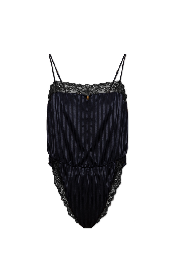 Silk bodysuit with lace trim od Versace