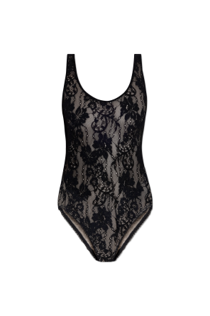 Lace bodysuit with shoulder straps