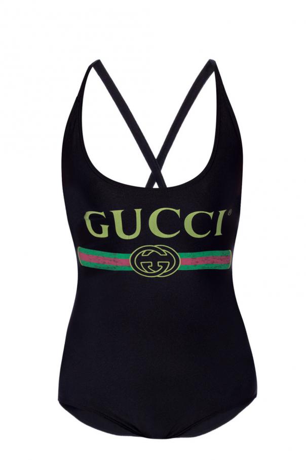 Black One-piece swimsuit with logo Gucci - Vitkac Sweden