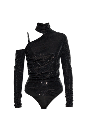 Pailletten-Body mit Stehkragen