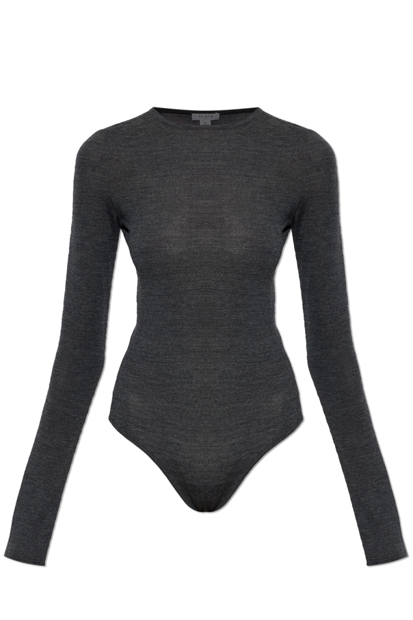 Alaïa Body de lã de mangas compridas