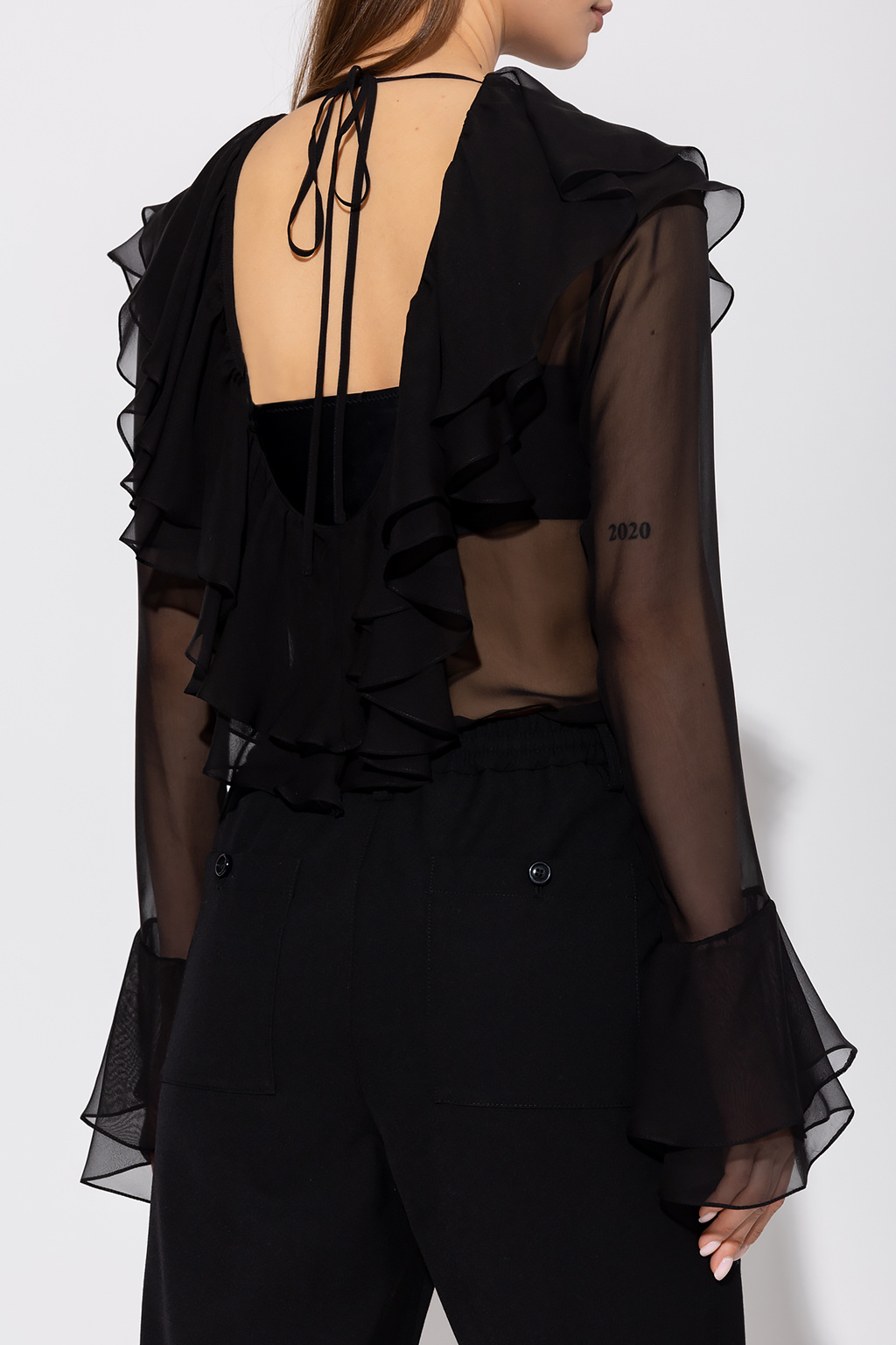 Frequently asked questions Sheer bodysuit with ruffles
