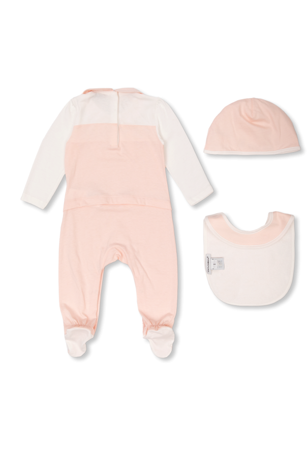 macro logo-print bucket hat sport Babygrow, hat sport & bib set