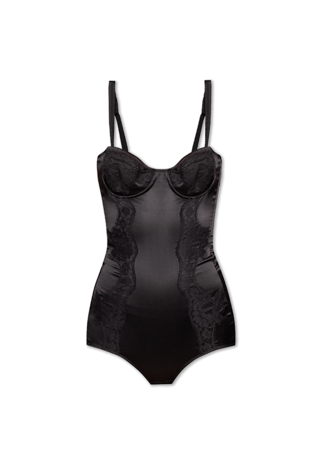 dolce & gabbana black print robe Lingerie bodysuit