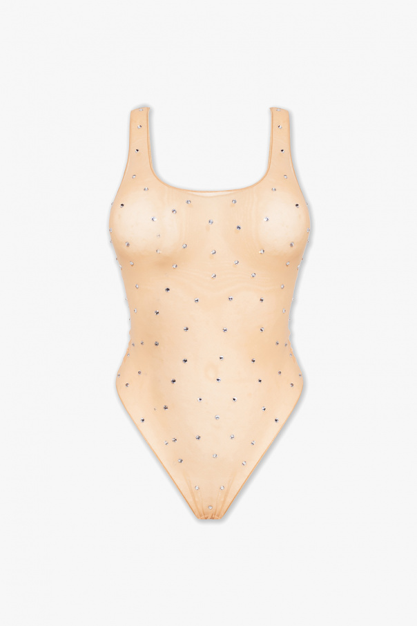Oseree OSEREE TRANSPARENT BODYSUIT WITH CRYSTALS