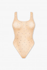 Oseree Transparent bodysuit with crystals