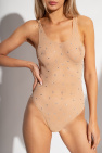 Oseree Transparent bodysuit with crystals