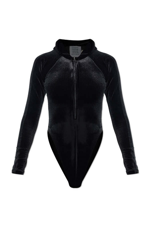 Velvet bodysuit with a hood od VETEMENTS