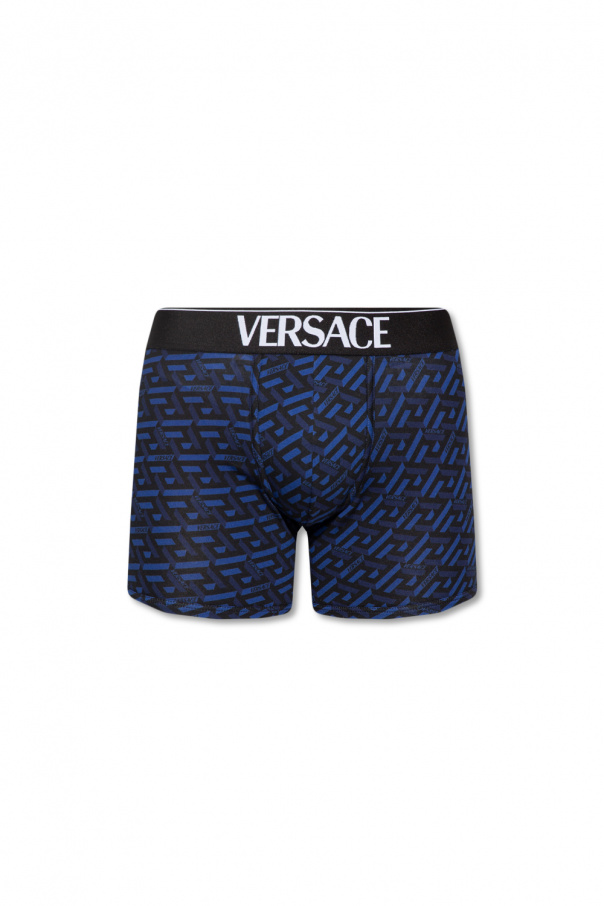 Mens Versace navy Greca Boxer Shorts