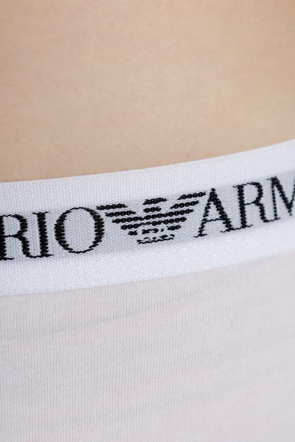 Emporio Armani Armani Hvid sort t-shirt med kontrast-farveblok og logo