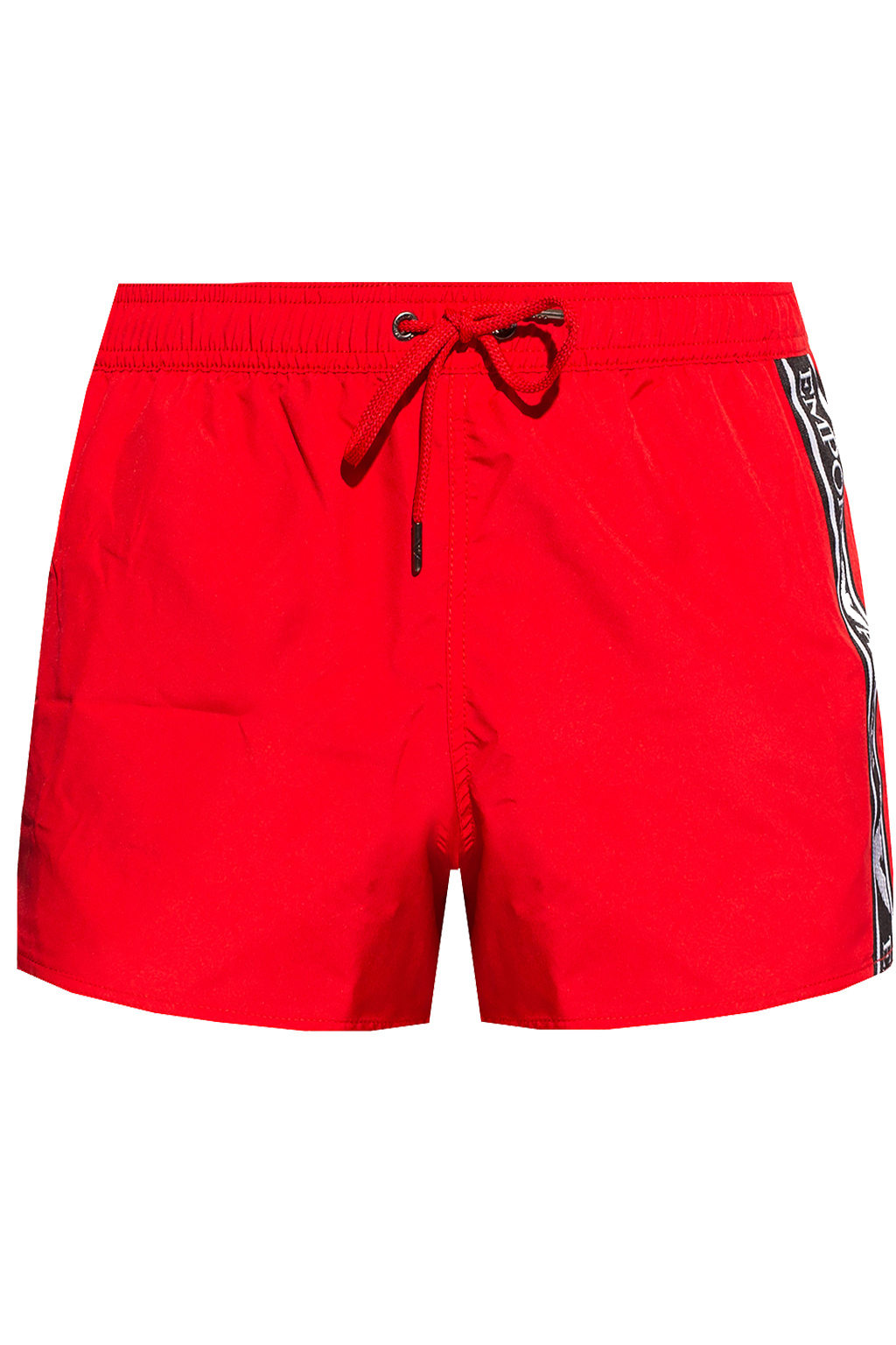 red armani swim shorts