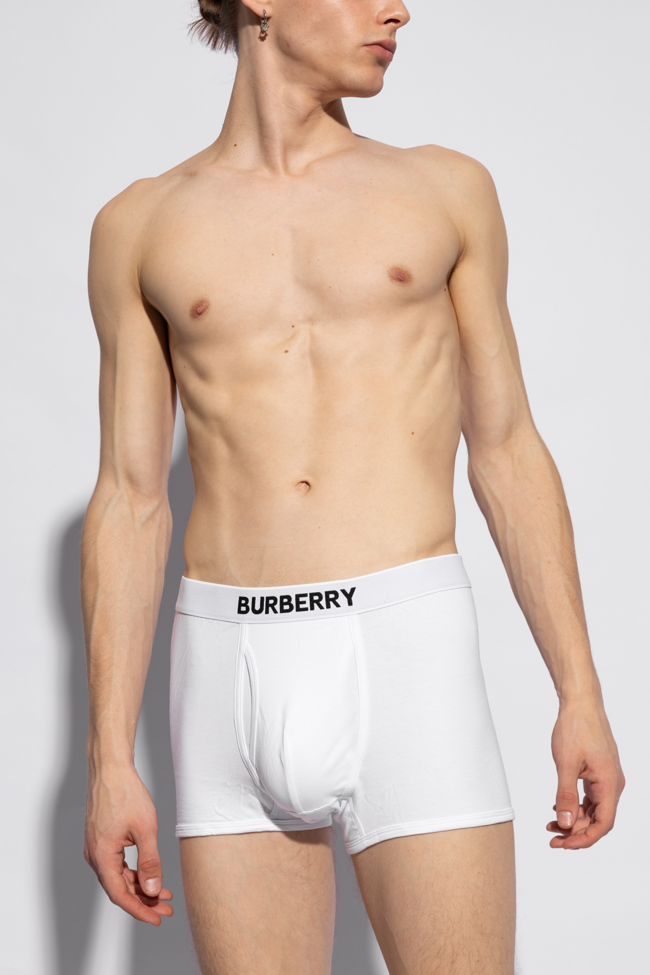 Burberry Logo Boxer Briefs In White, ModeSens