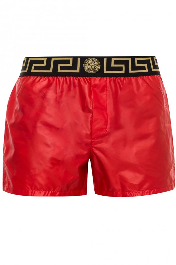 red versace swim shorts