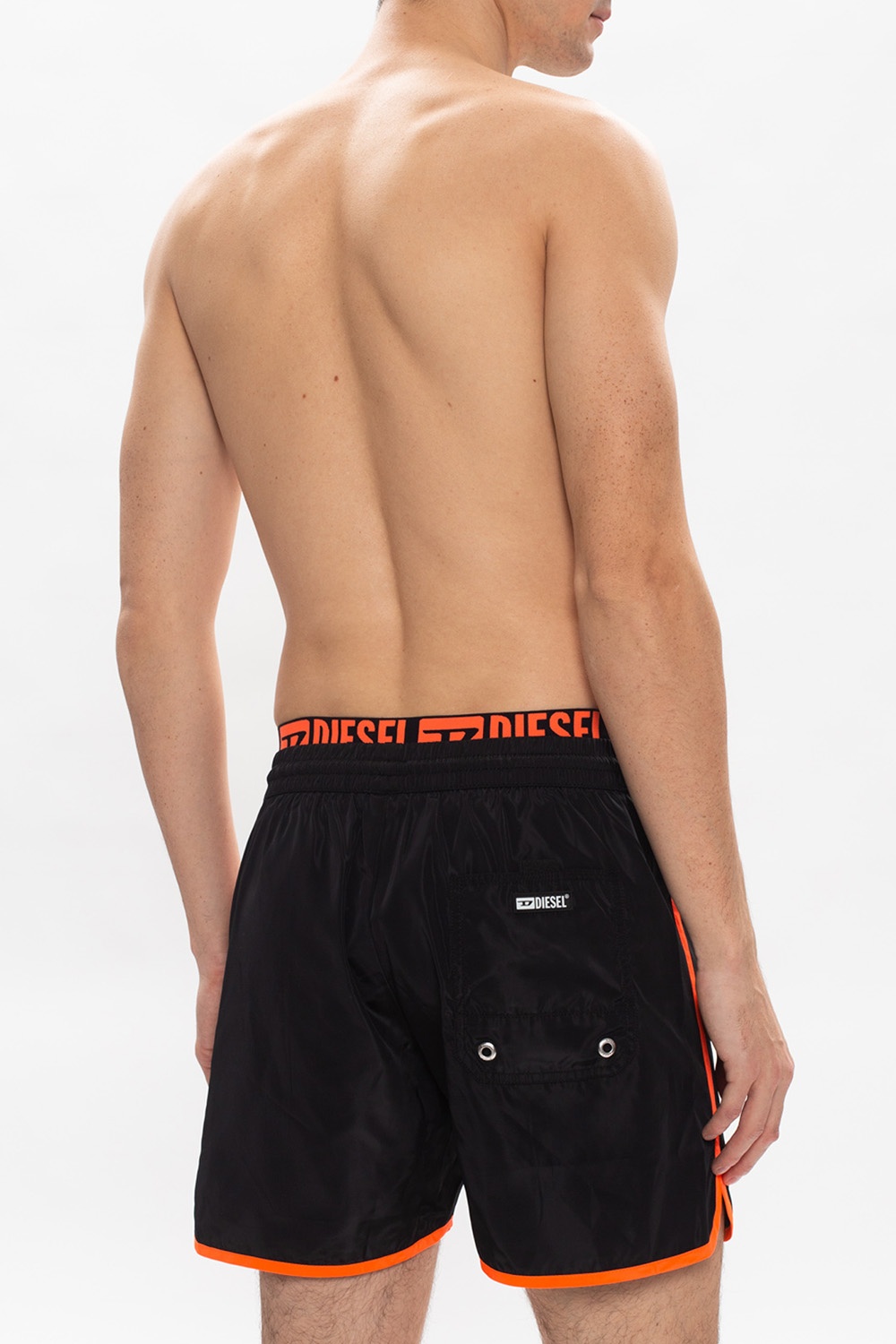 branded swim shorts