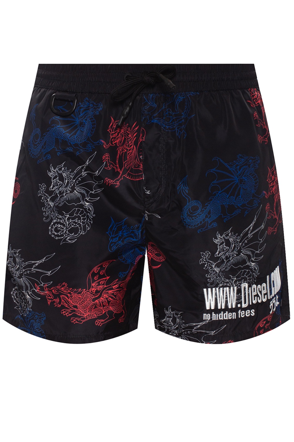 branded swim shorts
