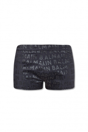 balmain monogram jacquard wool shorts item