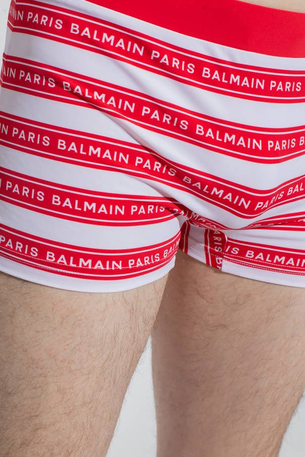 balmain Cropped-Top monogram-knit boxers