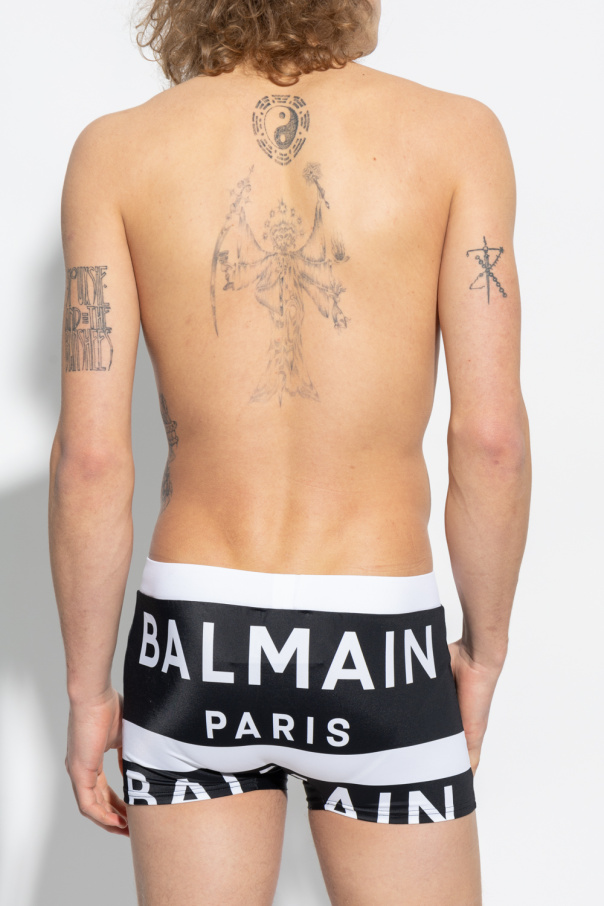 Balmain Balmain B-Court monogram print sneakers Bianco