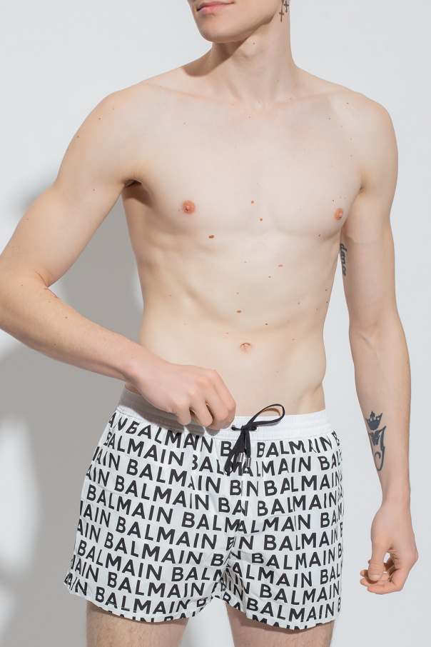 Balmain Branded briefs, logo-flocked BALMAIN SWEAT SHORTS, IetpShops