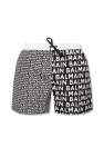 Balmain embossed-monogram midi skirt