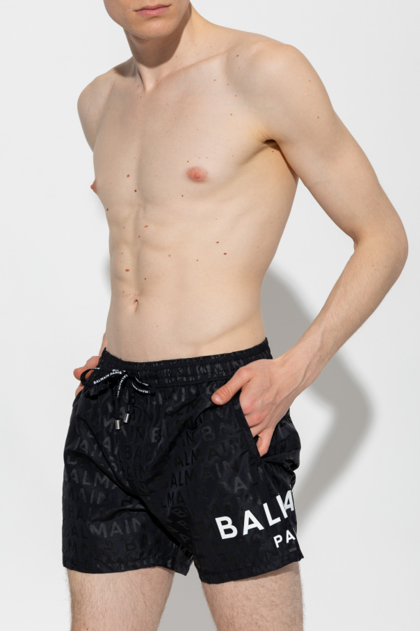 balmain CROPPED Swim shorts with logo