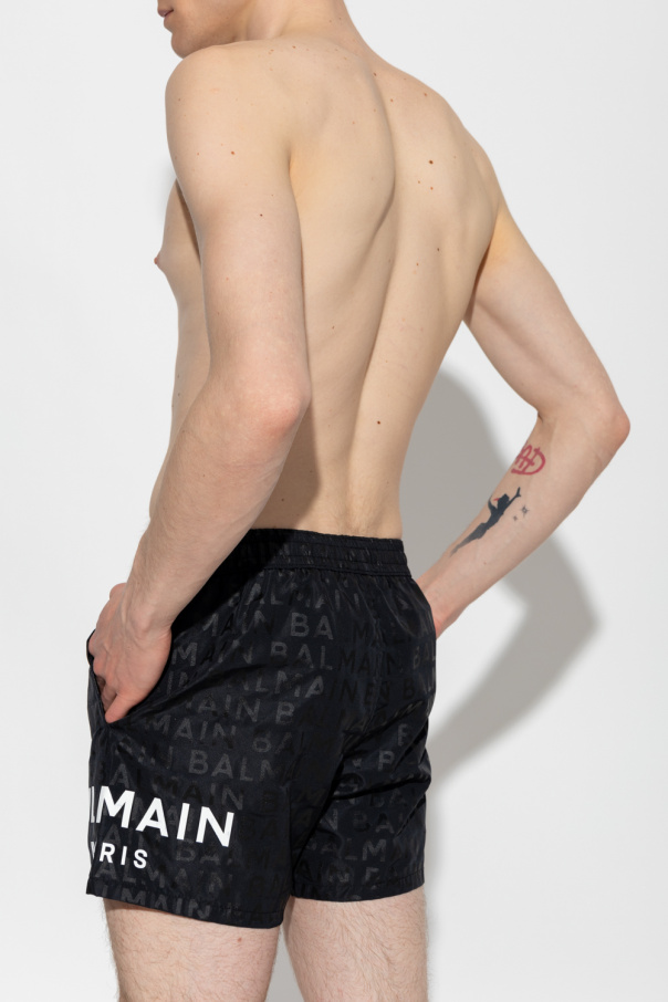 balmain CROPPED Swim shorts with logo