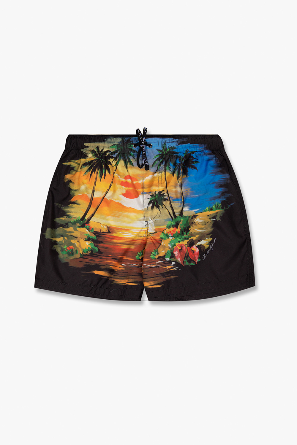 dolce trims & Gabbana Rucksack mit Logo-Schild Schwarz Patterned swim shorts