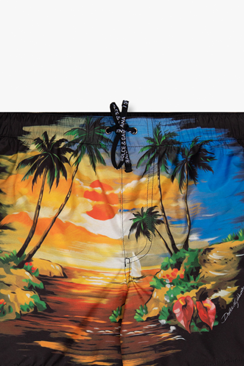 dolce trims & Gabbana Rucksack mit Logo-Schild Schwarz Patterned swim shorts