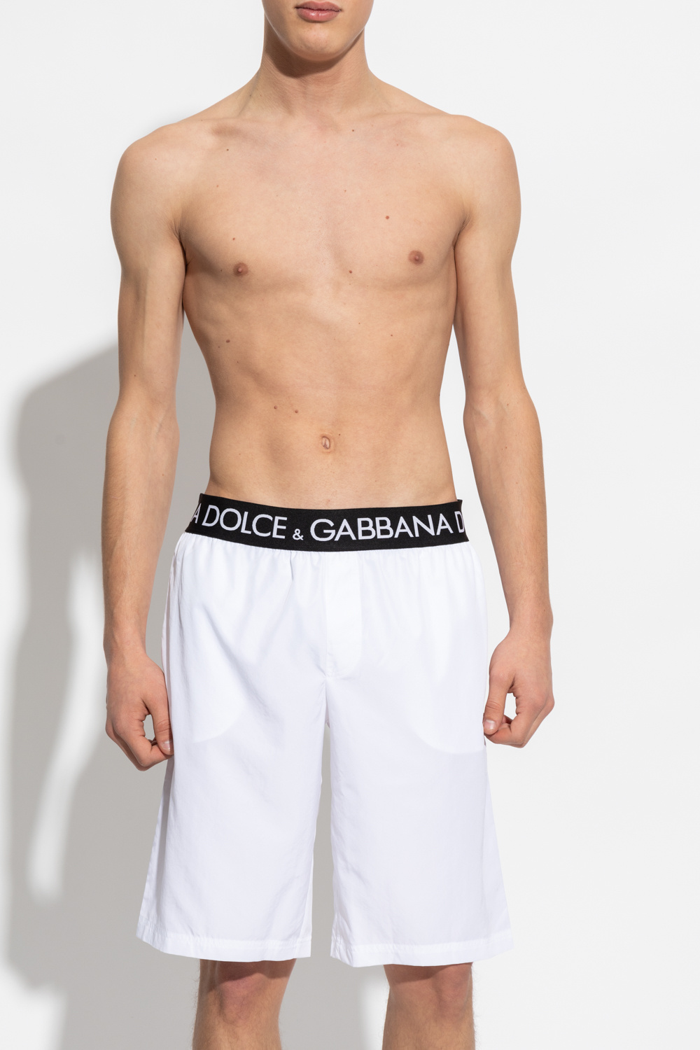 Dolce & Gabbana Stiefeletten mit DG-Absatz Schwarz Swimming shorts