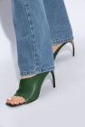 FERRAGAMO GREEN ‘Nymphe’ Heeled Slippers