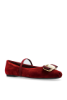 FERRAGAMO BURGUNDY Velvet ballerinas Zina