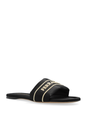 FERRAGAMO Satin mules with logo