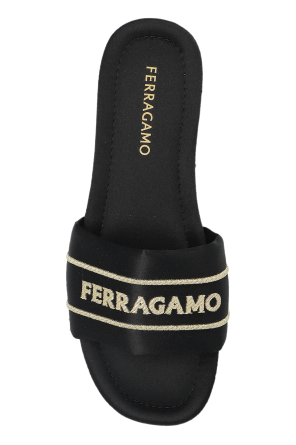 FERRAGAMO Satin mules with logo